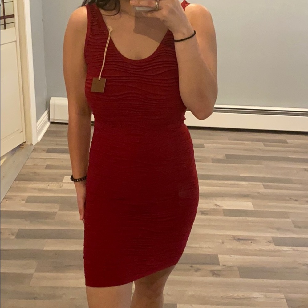 NWT- Red Textured Bodycon Dress